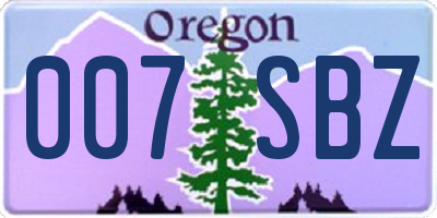 OR license plate 007SBZ