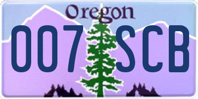 OR license plate 007SCB