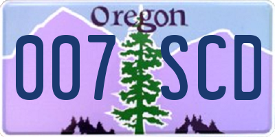 OR license plate 007SCD