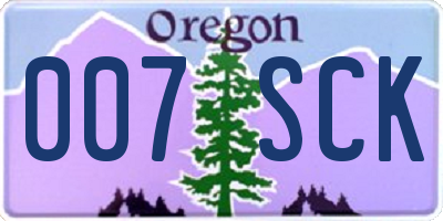 OR license plate 007SCK