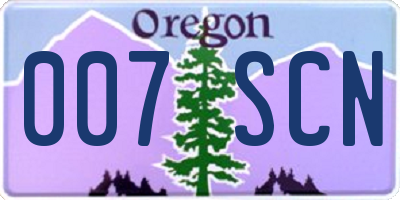 OR license plate 007SCN