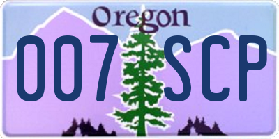 OR license plate 007SCP