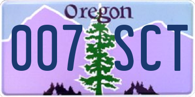 OR license plate 007SCT