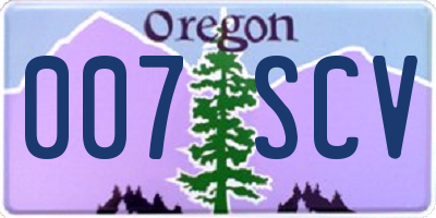 OR license plate 007SCV