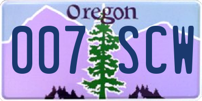 OR license plate 007SCW