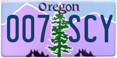 OR license plate 007SCY