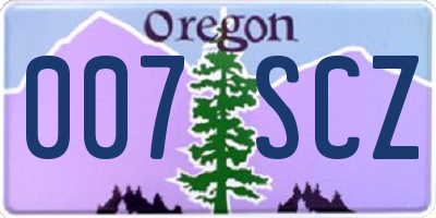 OR license plate 007SCZ