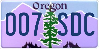 OR license plate 007SDC