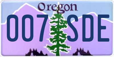OR license plate 007SDE