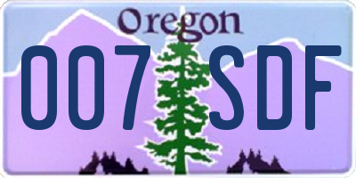 OR license plate 007SDF