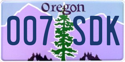 OR license plate 007SDK