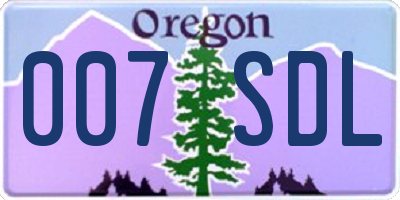 OR license plate 007SDL