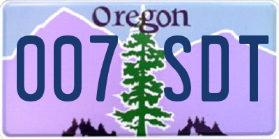 OR license plate 007SDT
