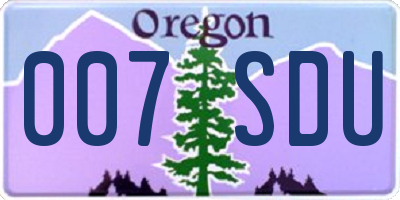 OR license plate 007SDU