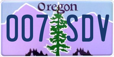 OR license plate 007SDV