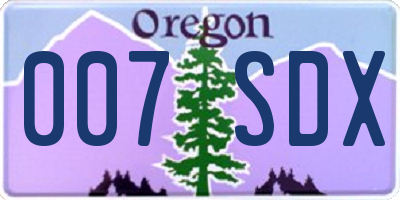OR license plate 007SDX
