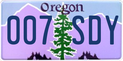 OR license plate 007SDY