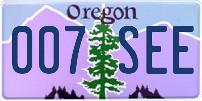OR license plate 007SEE