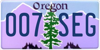OR license plate 007SEG