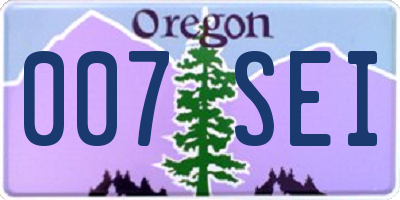 OR license plate 007SEI