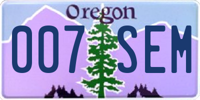 OR license plate 007SEM