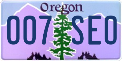 OR license plate 007SEO