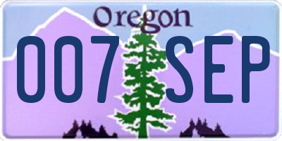 OR license plate 007SEP