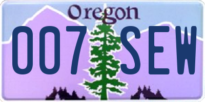 OR license plate 007SEW