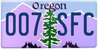 OR license plate 007SFC