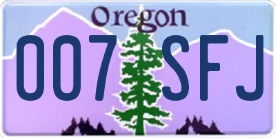 OR license plate 007SFJ