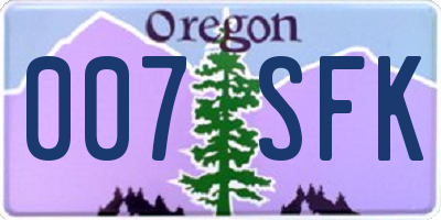 OR license plate 007SFK