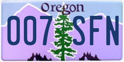 OR license plate 007SFN