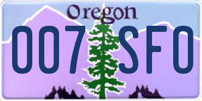 OR license plate 007SFO