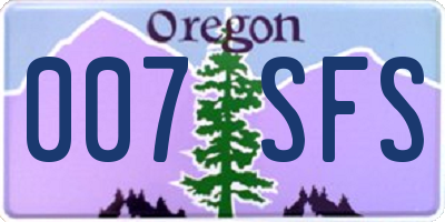 OR license plate 007SFS