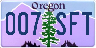 OR license plate 007SFT