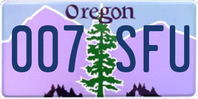 OR license plate 007SFU
