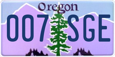 OR license plate 007SGE