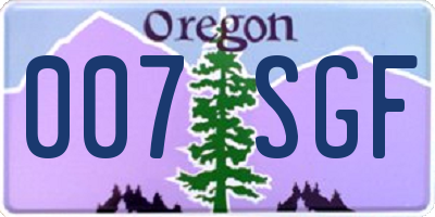 OR license plate 007SGF