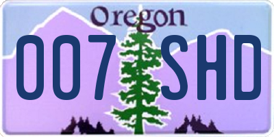 OR license plate 007SHD