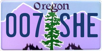 OR license plate 007SHE