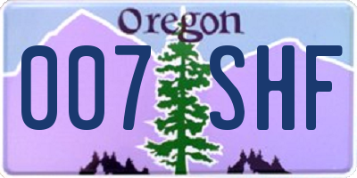 OR license plate 007SHF