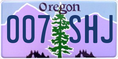 OR license plate 007SHJ