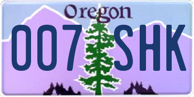 OR license plate 007SHK