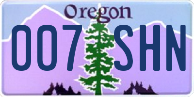 OR license plate 007SHN