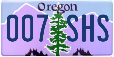 OR license plate 007SHS