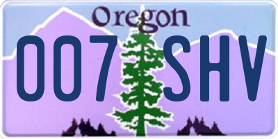 OR license plate 007SHV