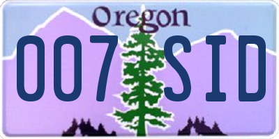 OR license plate 007SID