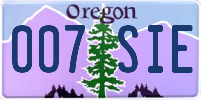 OR license plate 007SIE