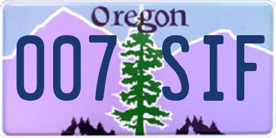 OR license plate 007SIF