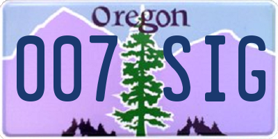 OR license plate 007SIG